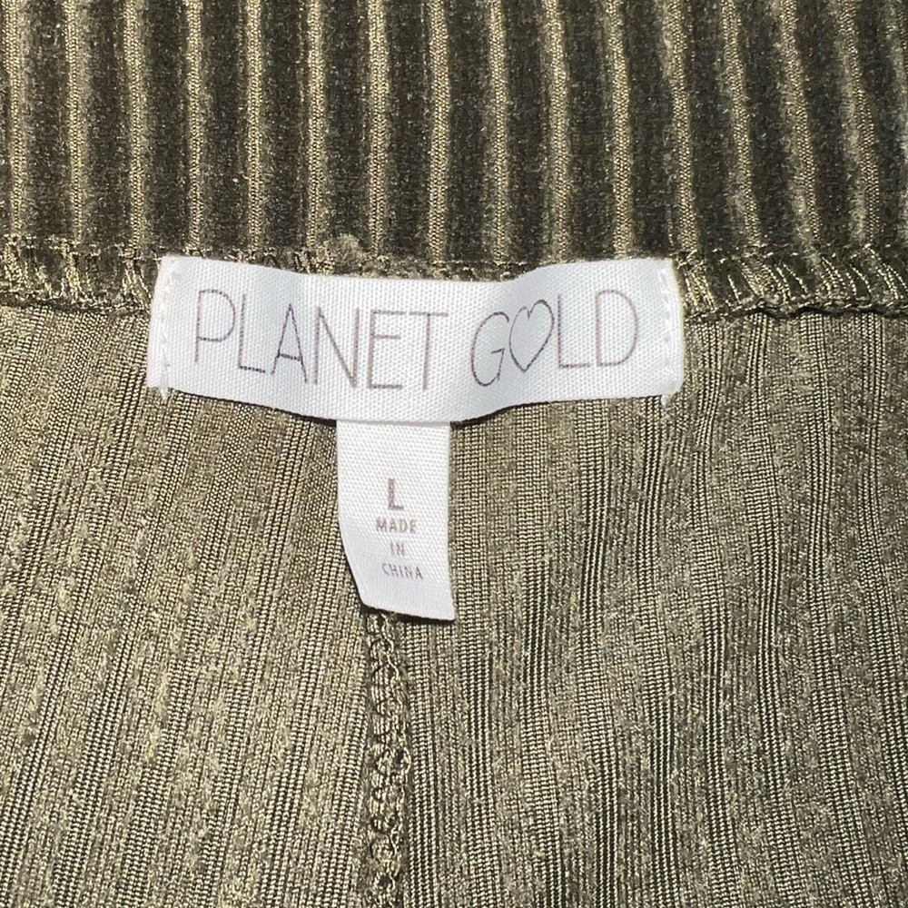olive green ribbed flared pants - Picture 2 of 2